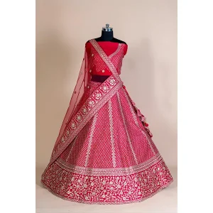 CANDY RED EMROIDERY LEHENGA