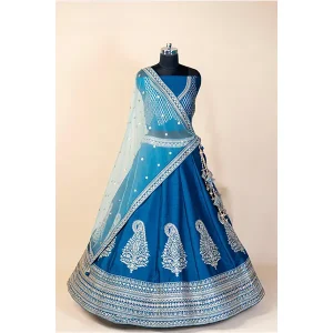 PEACOCK BLUE EMBROIDERY LEHENGA